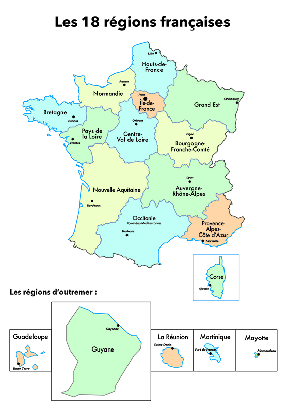 La France et ses régions - Les 18 régions françaises 